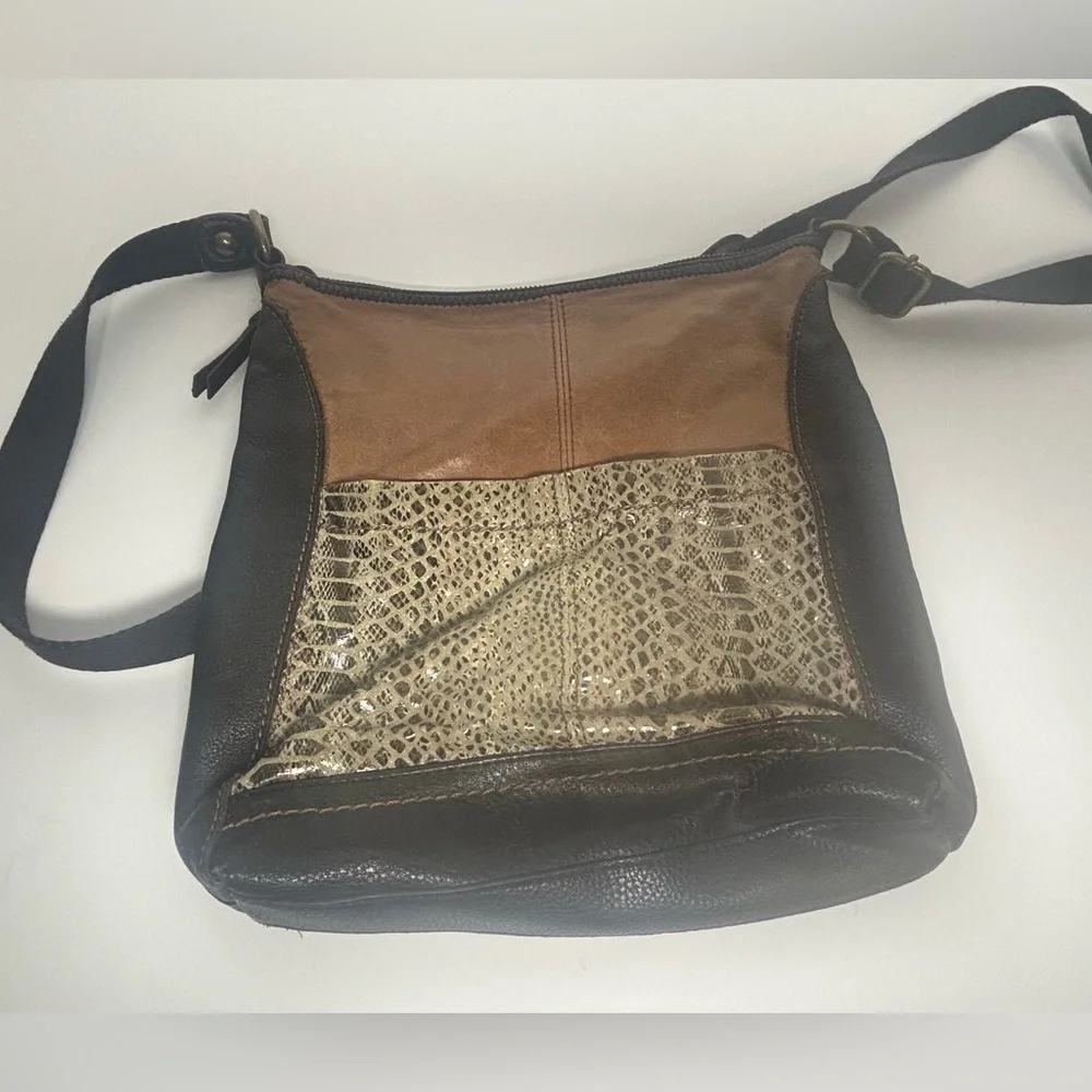 The Sak Iris Leather Snake Print Crossbody Boho Western Shoulder Bag - Picture 3 of 13